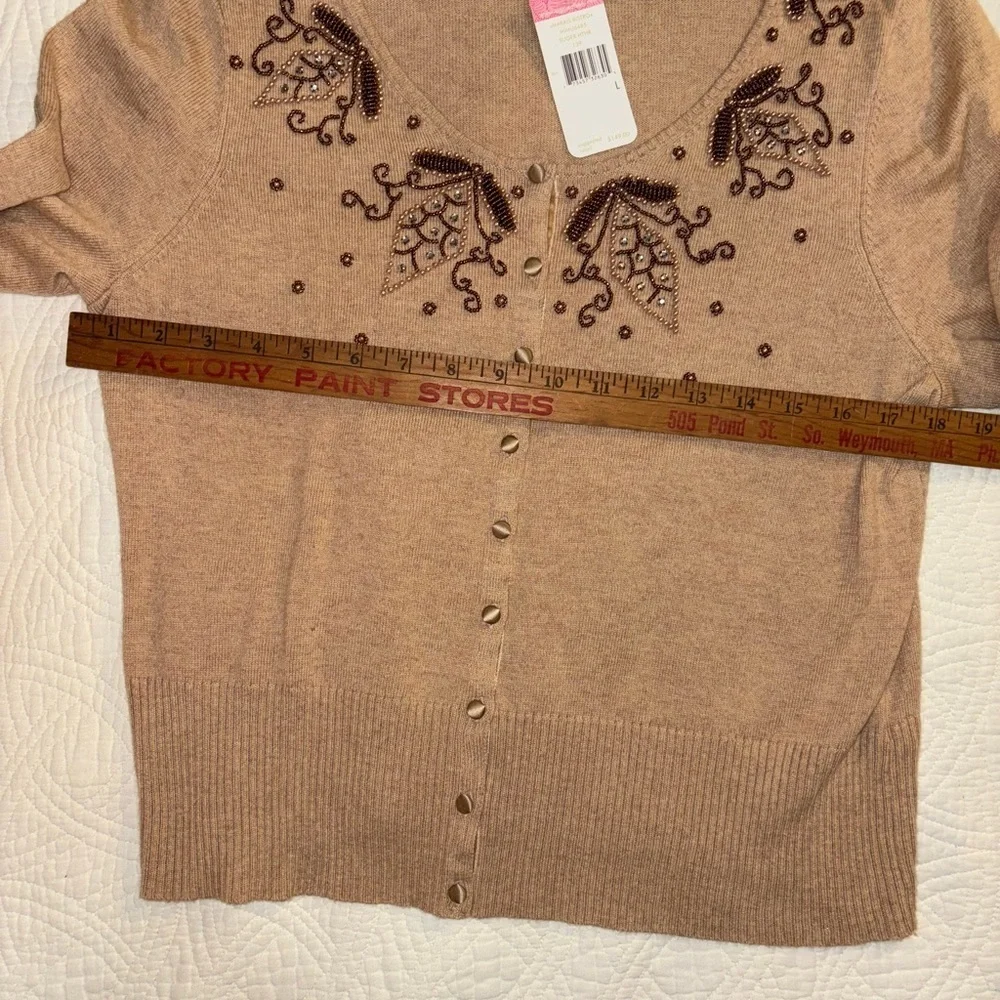 Silk Cotton Cashmere Sigrid Cardigan with Beaded Embroidery NWT